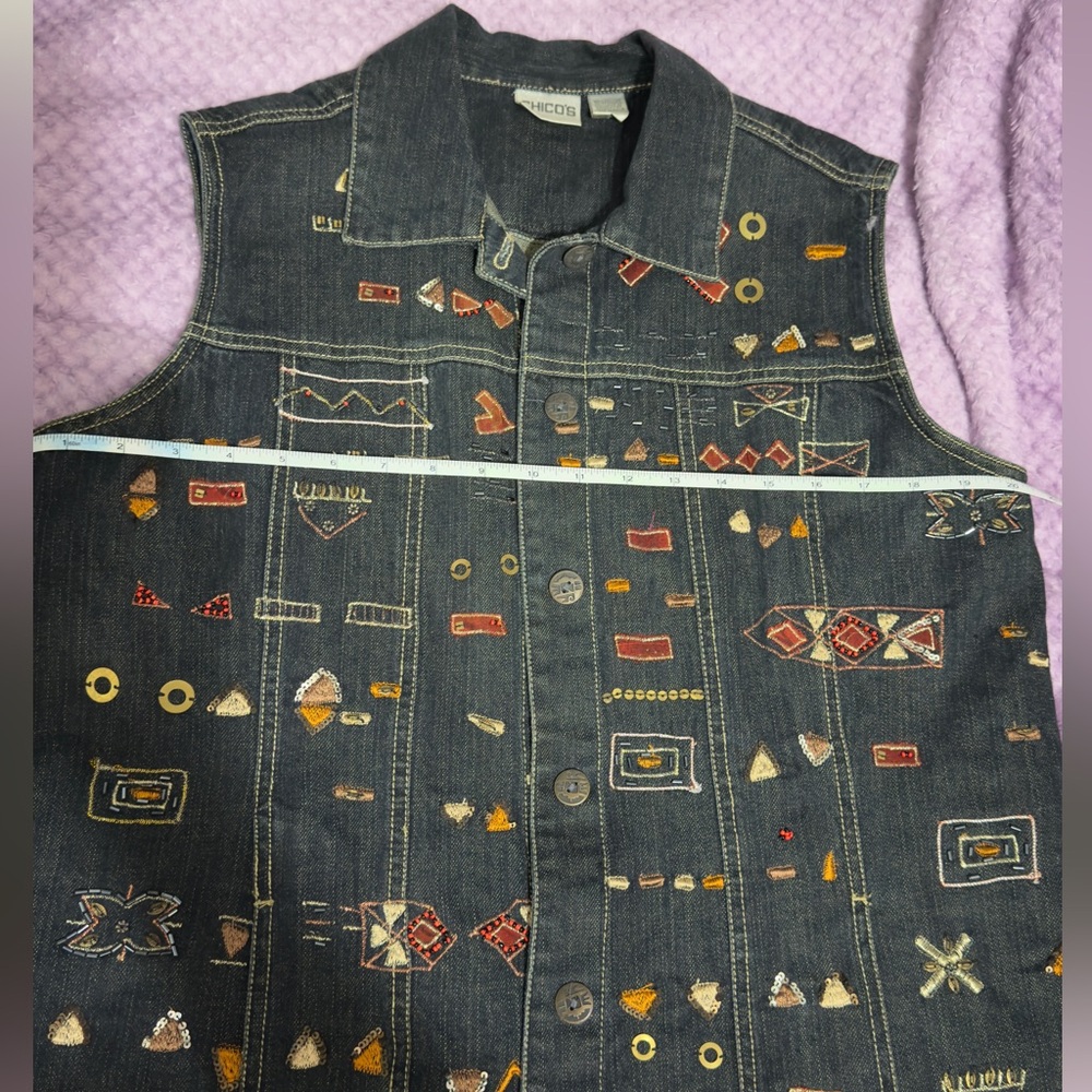 Chico’s Embroidered Denim Vest - Picture 9 of 9